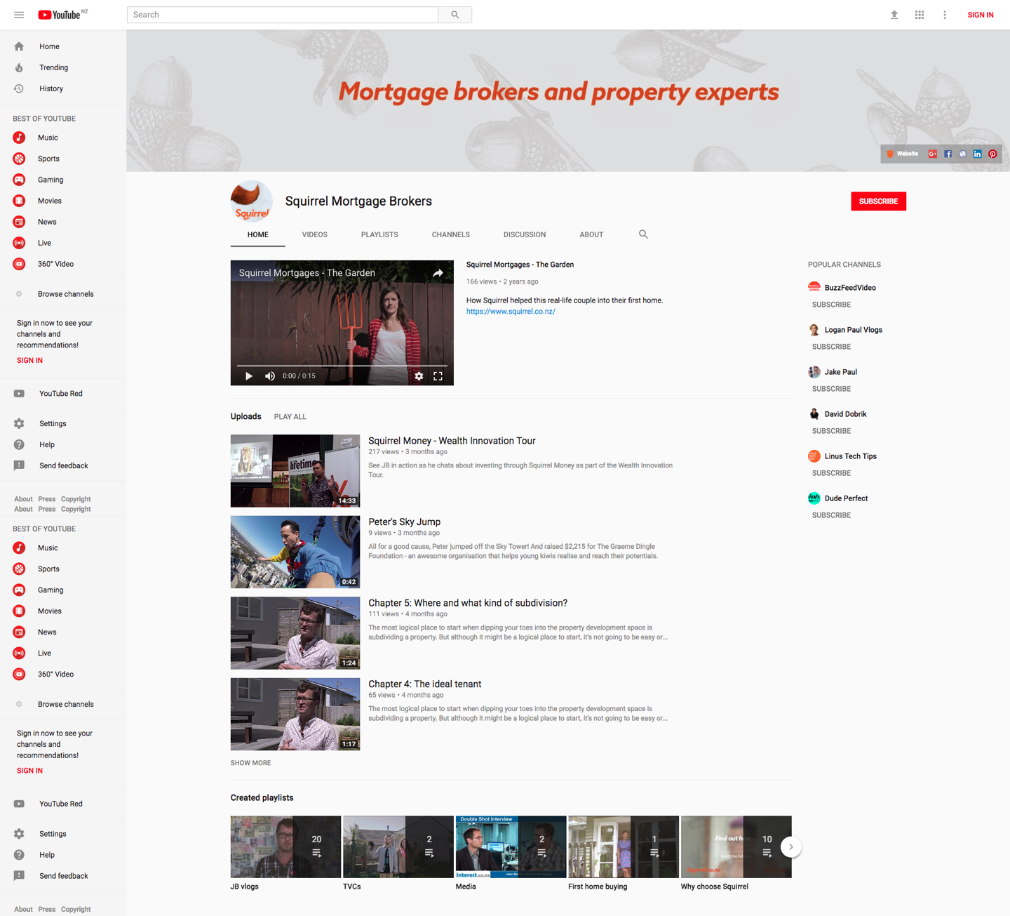 A range of video content